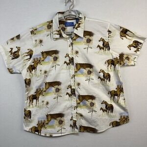 Natural Reflections Women's 2X Horse/Sunflower All‎ Over Print